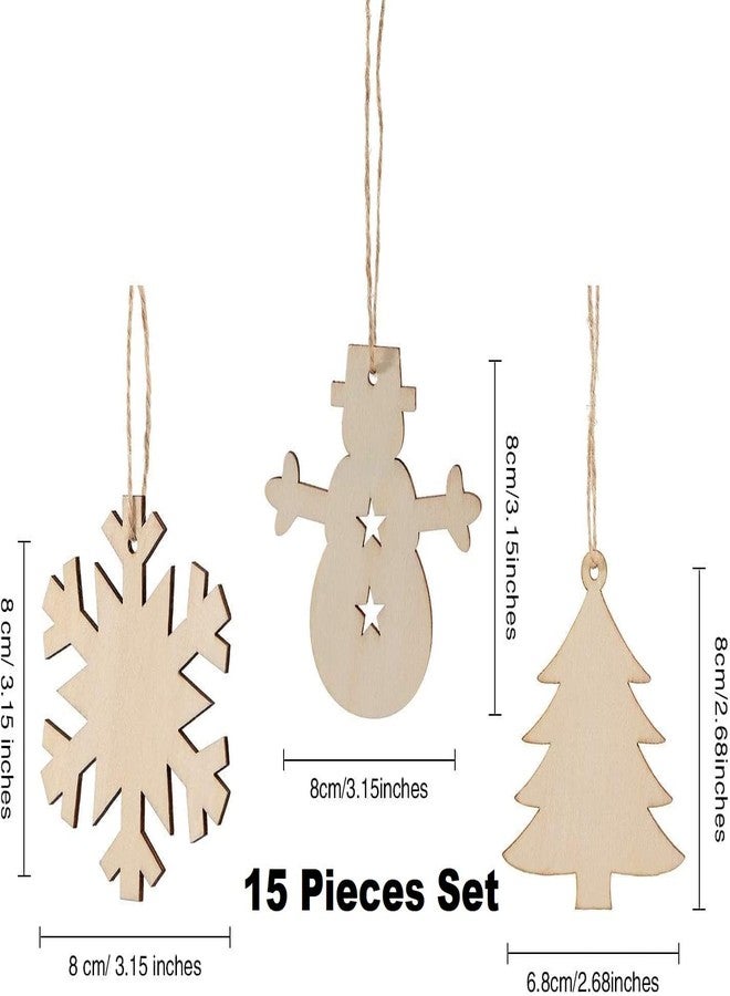 CozyCrest زينة عيد الميلاد من كوزي كريست، قطع من خشب MDF وشرائح خشبية، قطع غير مكتملة لتعليق شجرة عيد الميلاد، عناصر زينة يدوية الصنع، مثالية لأعمال عيد الميلاد والهدايا (التصميم 9) - Image 2